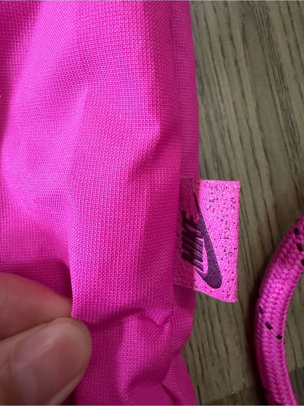 Nike Kids Hot Pink Drawstring Gym Sack with Black Logo Heritage Sackpack